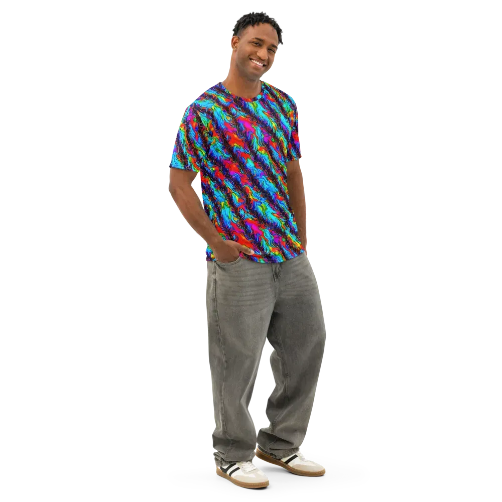 Firelight Current on Men's Cotton Crew Neck T-Shirt — Right Front