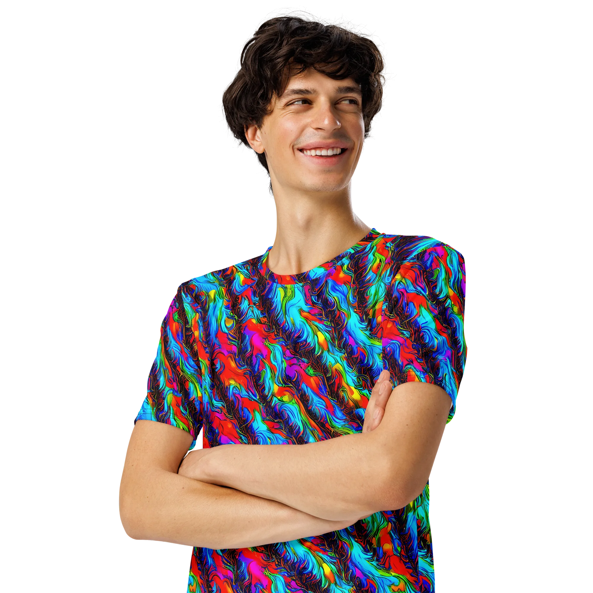 Firelight Current on Men's Crew Neck T-Shirt — Left Front