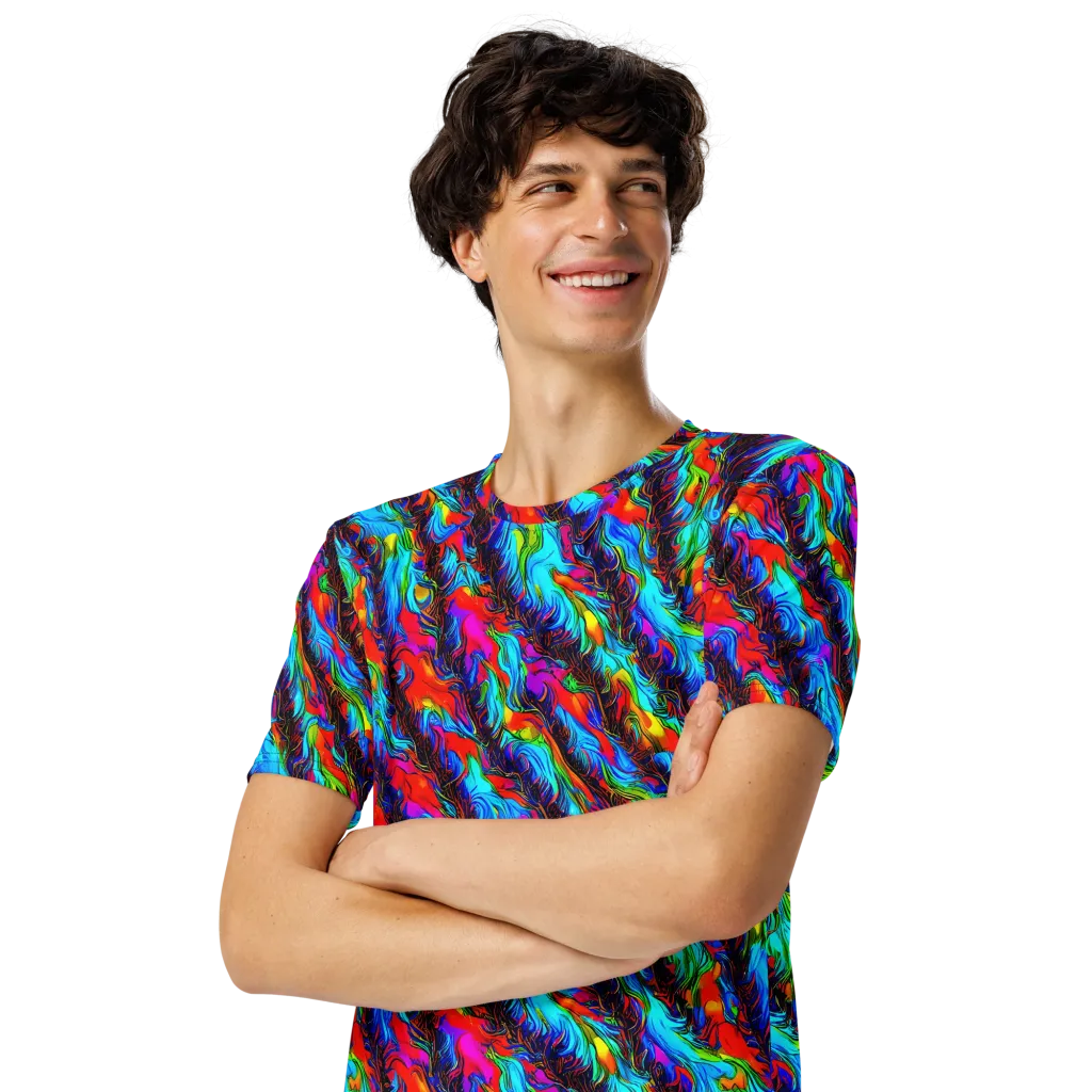 Firelight Current on Men's Crew Neck T-Shirt — Left Front