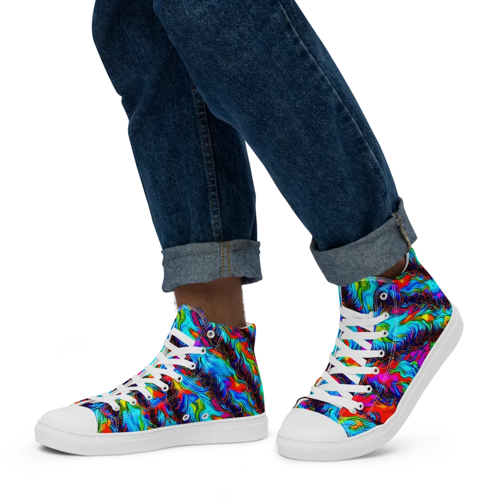 Firelight Current on Men's High Top Canvas Shoes — Left
