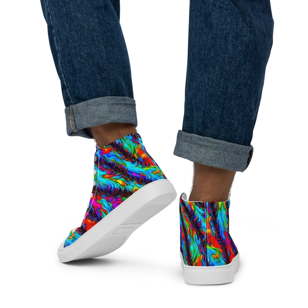 Firelight Current on Men's High Top Canvas Shoes — Back