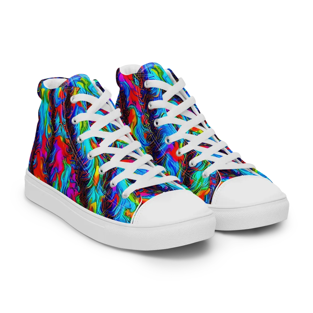 Firelight Current on Women's High Top Canvas Shoes — Right Front