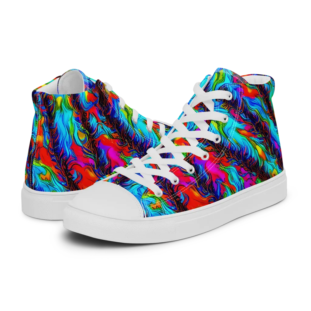 Firelight Current on Women's High Top Canvas Shoes — Left