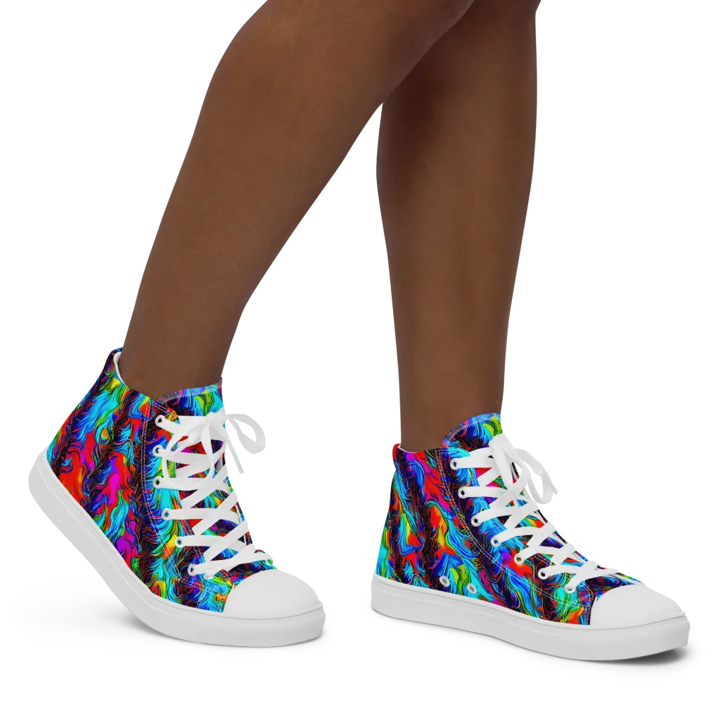 Firelight Current on Women's High Top Canvas Shoes — Right