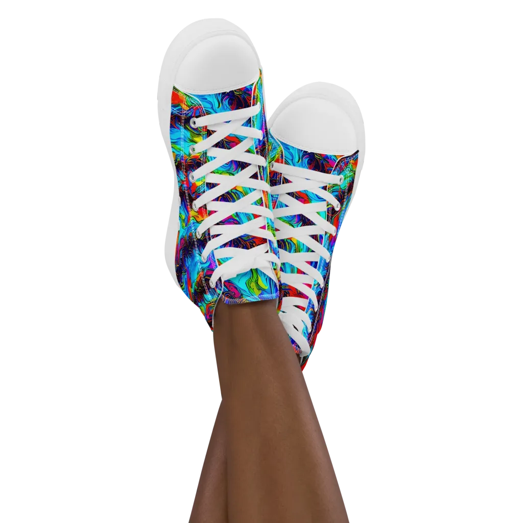 Firelight Current on Women's High Top Canvas Shoes — Front