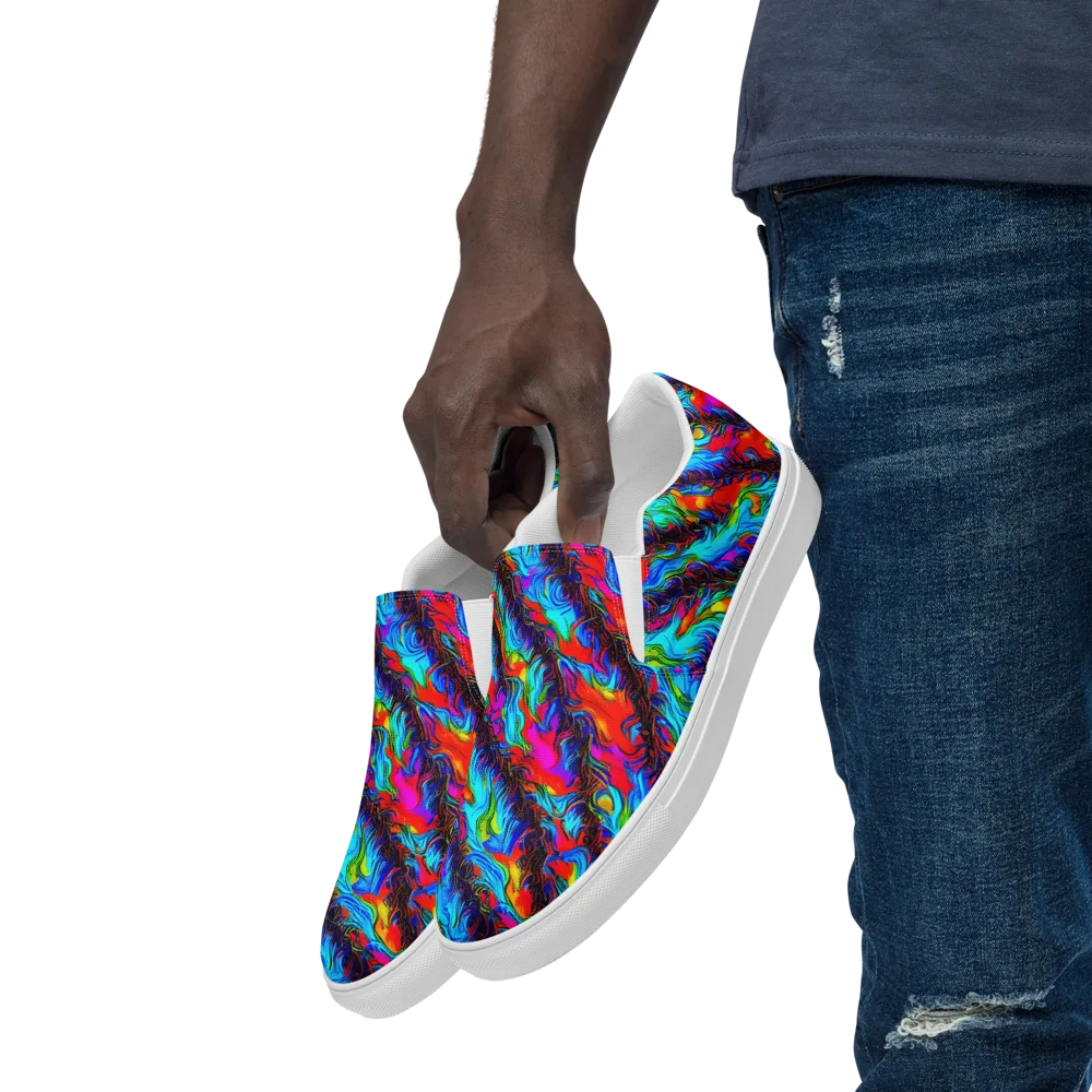Firelight Current on Men's Slip-On Canvas Shoes — Left Front