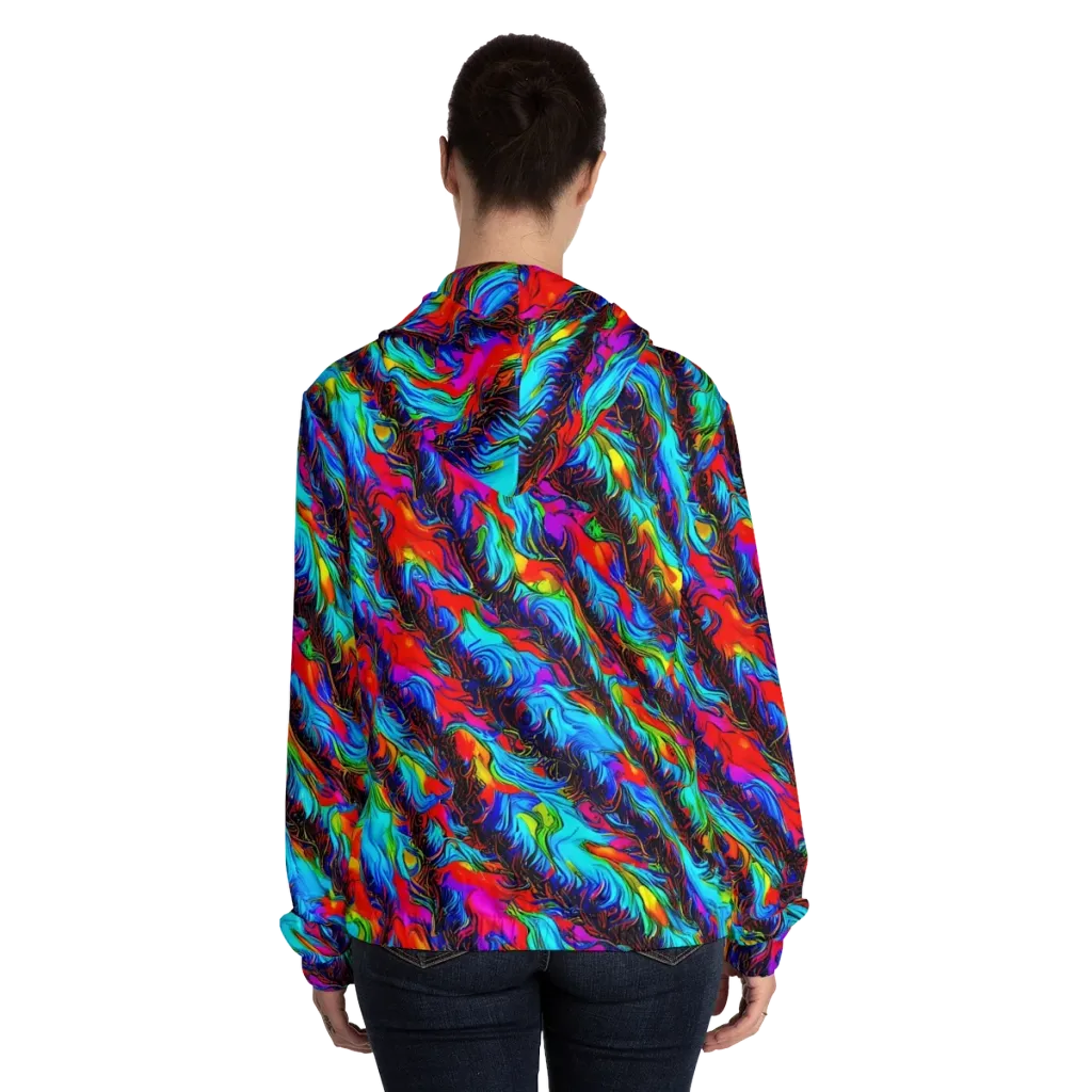 Firelight Current on Women's Full-Zip Hoodie — Back On Person