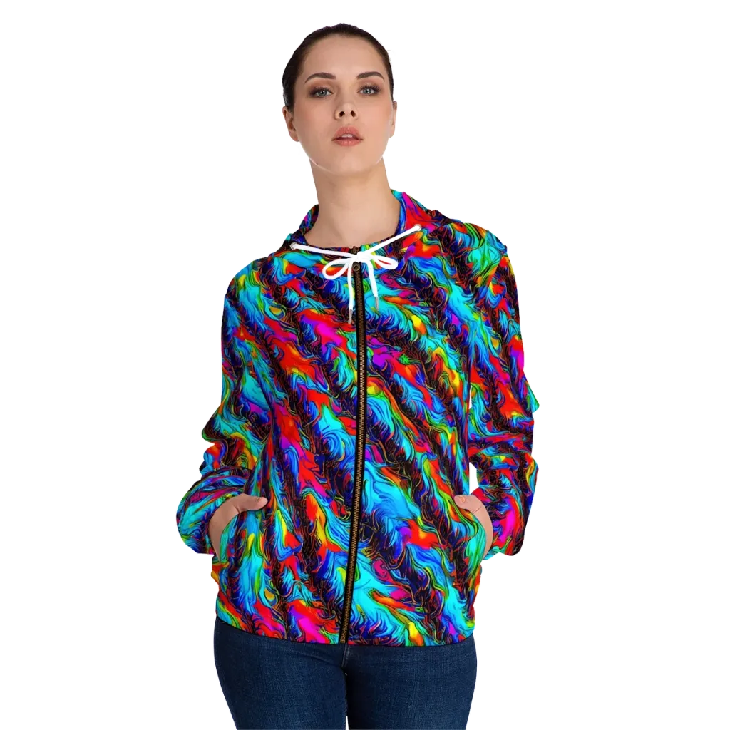 Firelight Current on Women's Full-Zip Hoodie — Front On Person