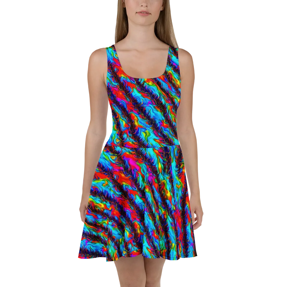 Firelight Current on Skater Dress — Front