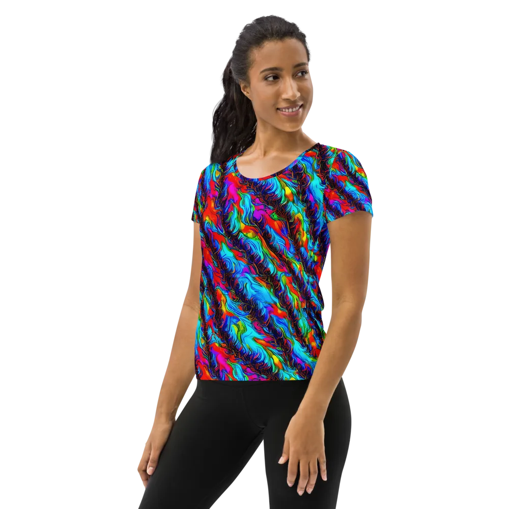 Firelight Current on Women's Athletic T-Shirt — Left