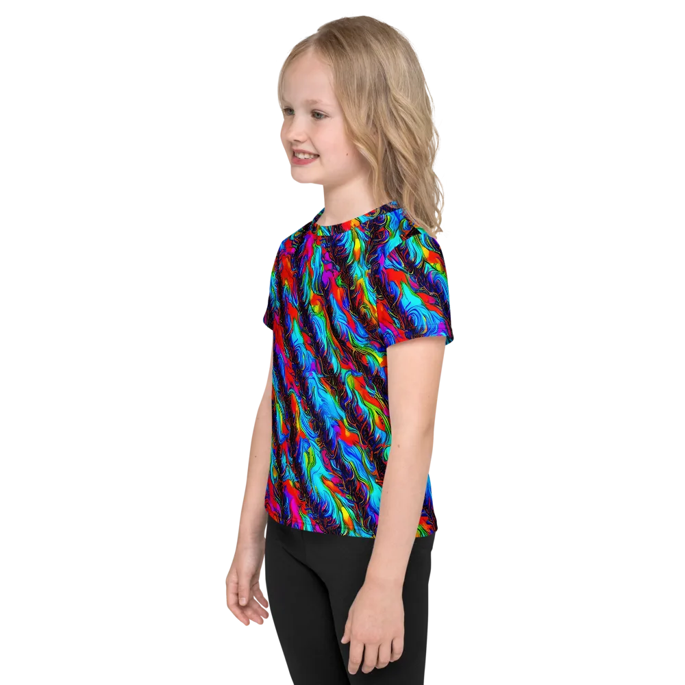 Firelight Current on Kids Crew Neck T-Shirt — Left