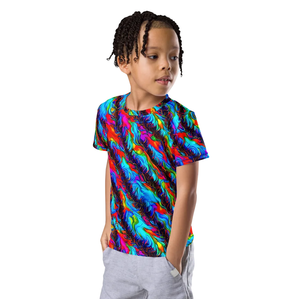 Firelight Current on Kids Crew Neck T-Shirt — Left Front