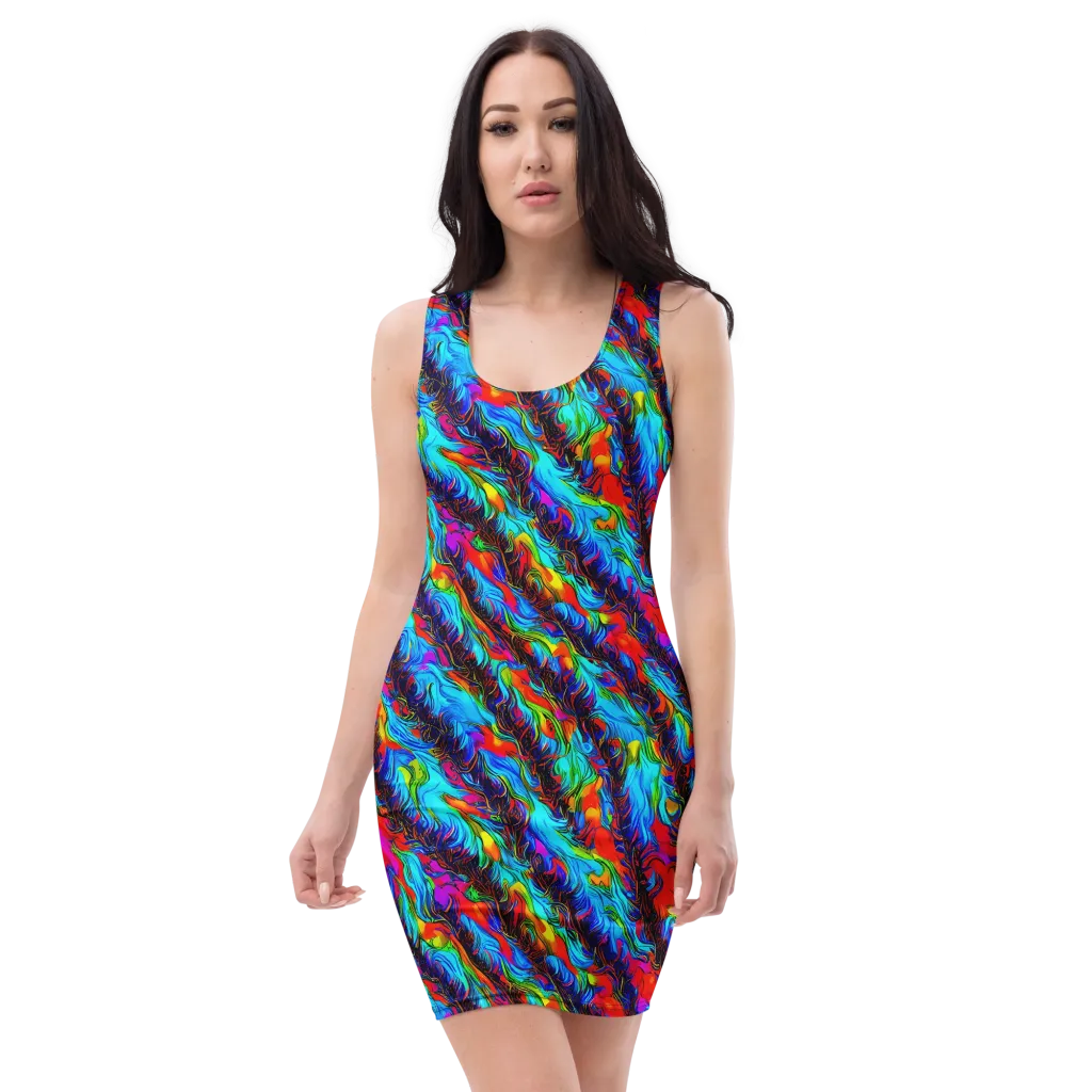 Firelight Current on Bodycon Dress — Front