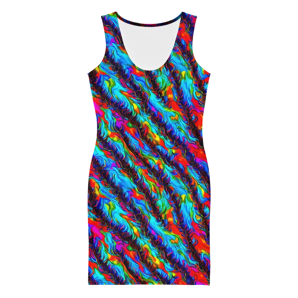 Firelight Current on Bodycon Dress — Front