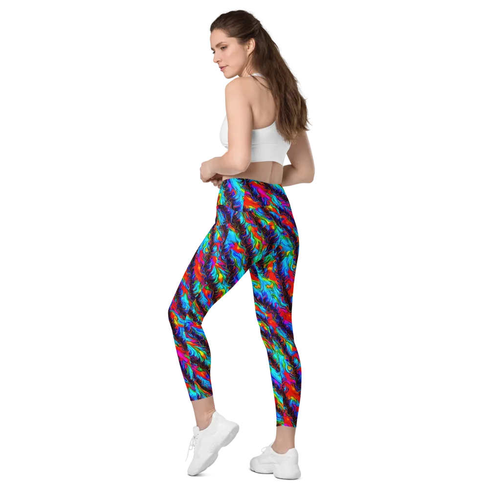 Firelight Current on Leggings with Pockets — Left Back