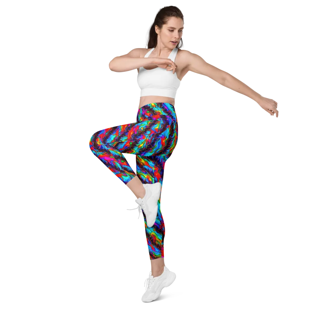 Firelight Current on Leggings with Pockets — Left Front