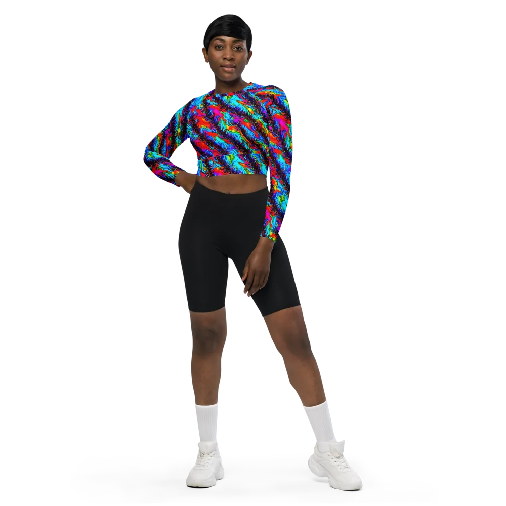 Firelight Current on Long Sleeve Crop Top — Front