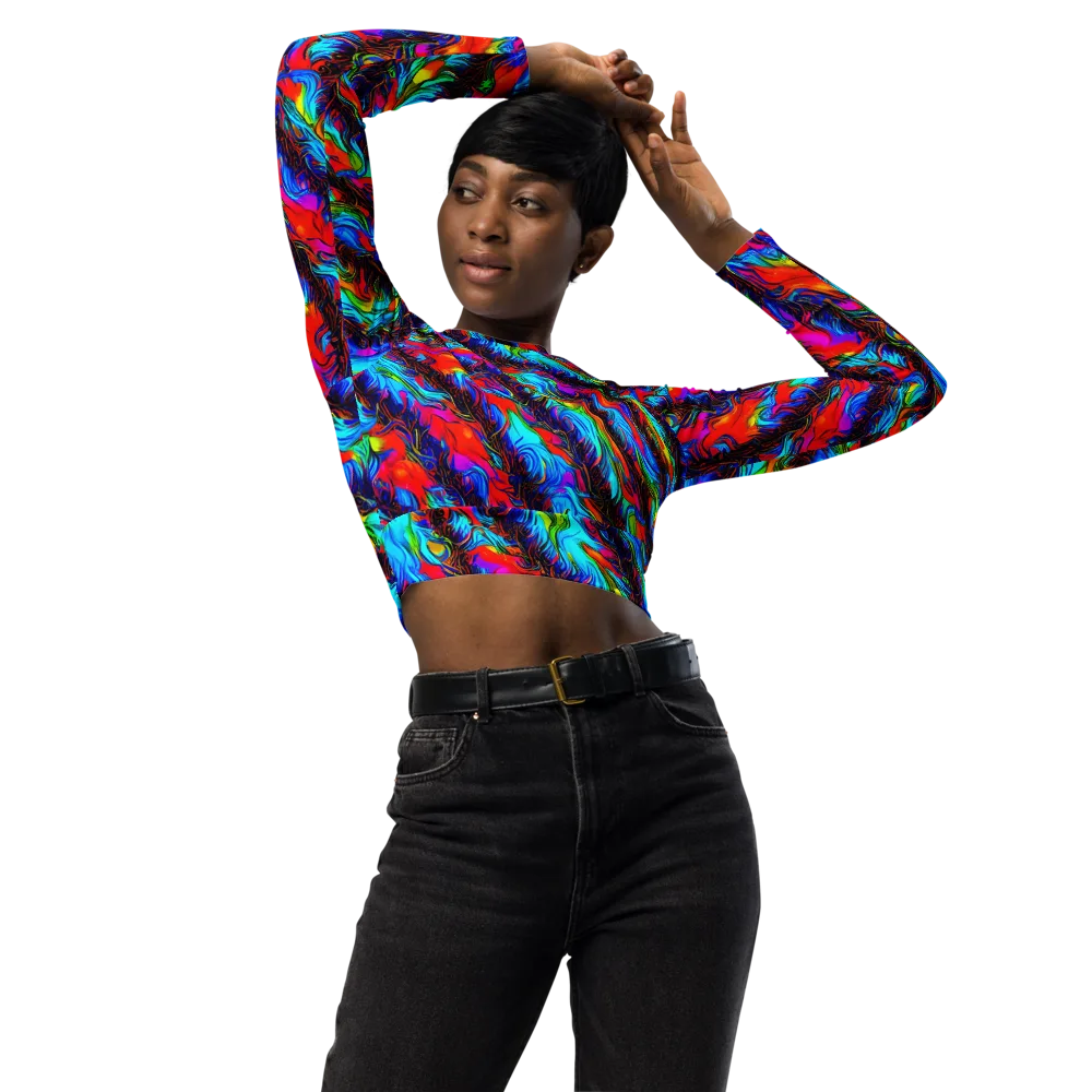 Firelight Current on Long Sleeve Crop Top — Front
