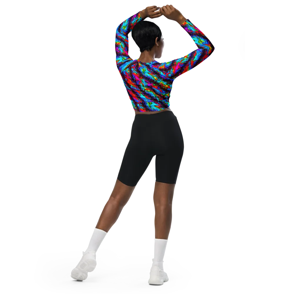 Firelight Current on Long Sleeve Crop Top — Back