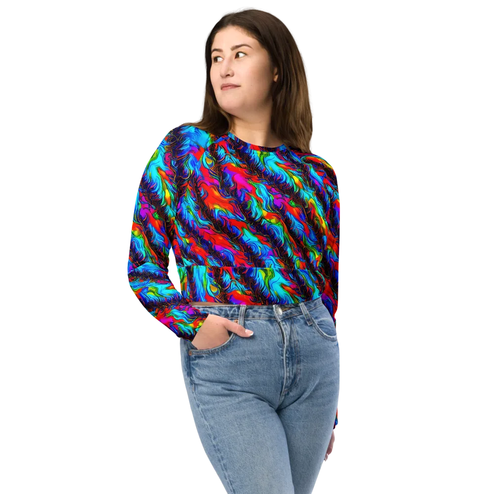 Firelight Current on Long Sleeve Crop Top — Front
