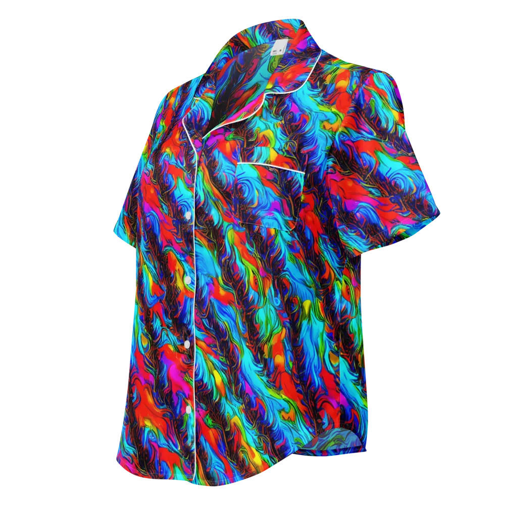 Firelight Current on Women's Short Sleeve Pajama Top — Left Front