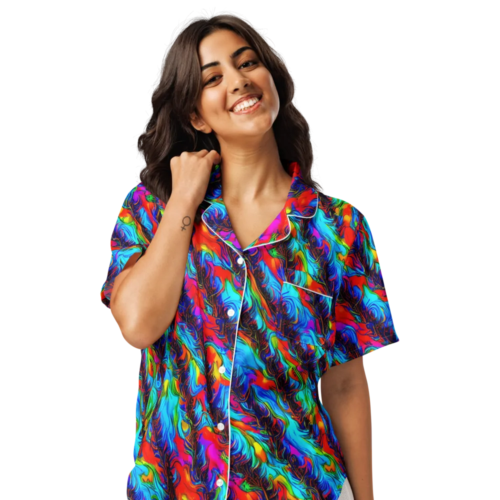 Firelight Current on Women's Short Sleeve Pajama Top — Front