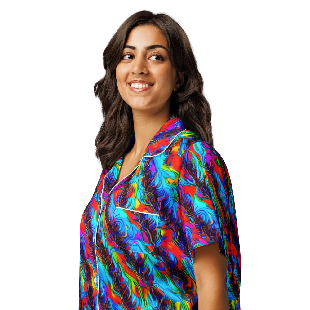Firelight Current on Women's Short Sleeve Pajama Top — Left Front