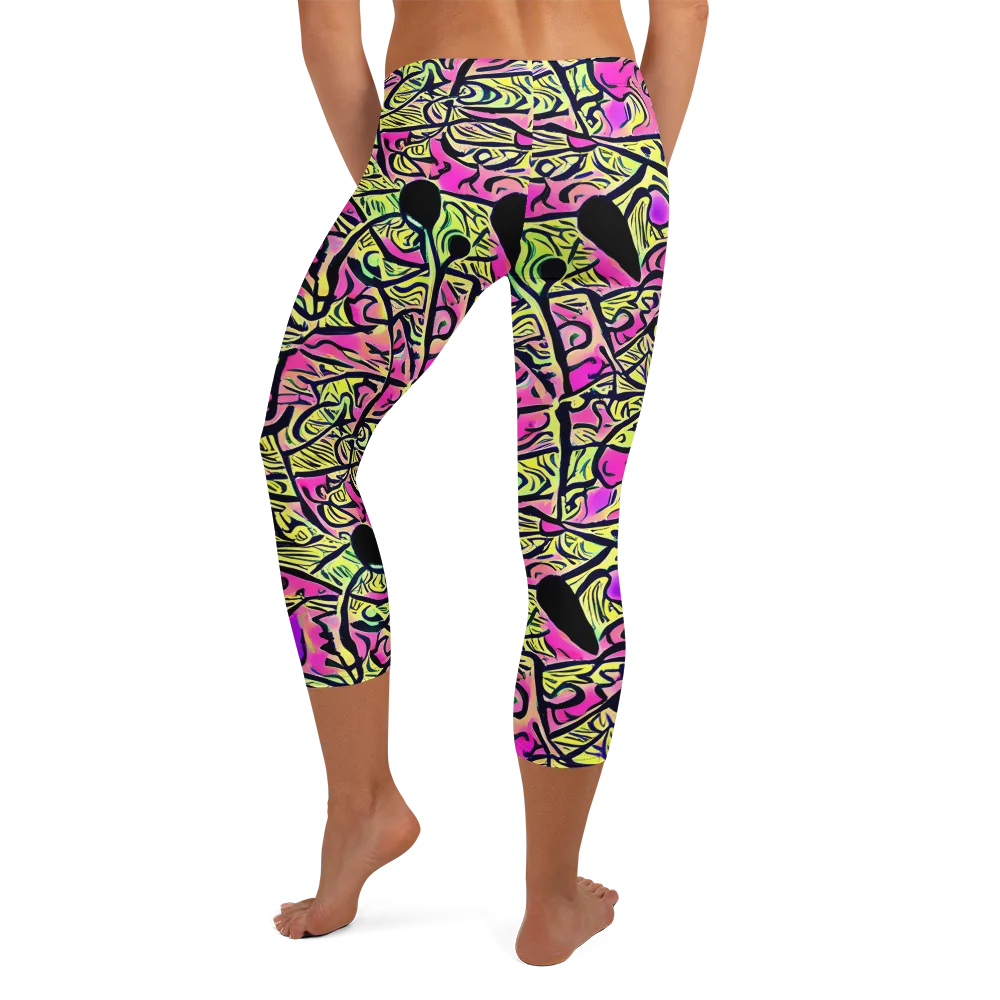 Luminous Scribble on Capri Leggings — Back