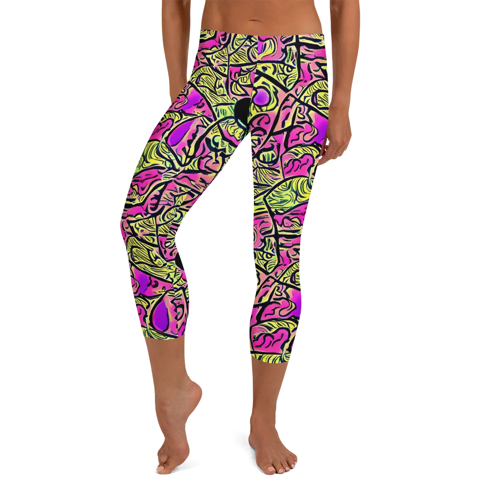 Luminous Scribble on Capri Leggings — Front