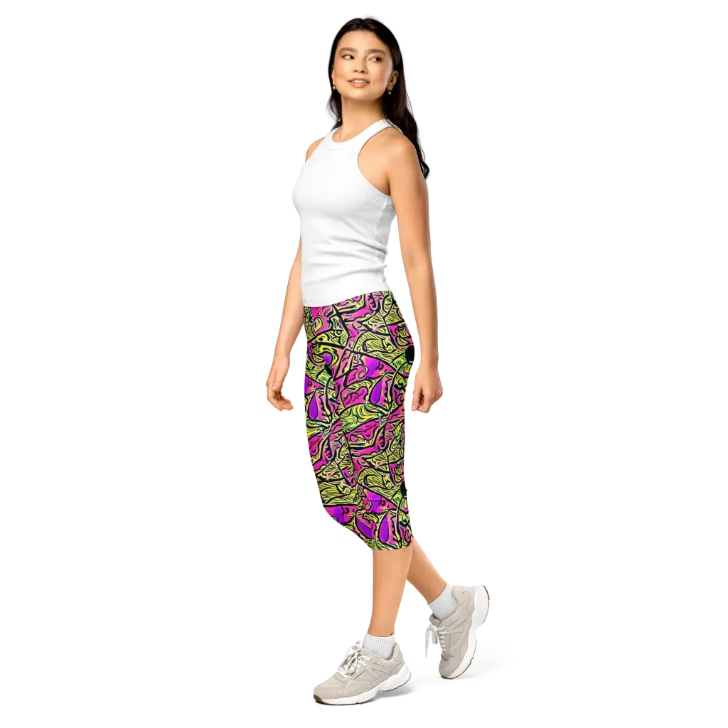 Luminous Scribble on Capri Leggings — Left Front