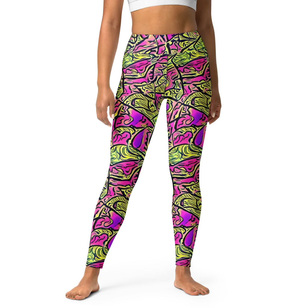 Luminous Scribble on Yoga Leggings — Front