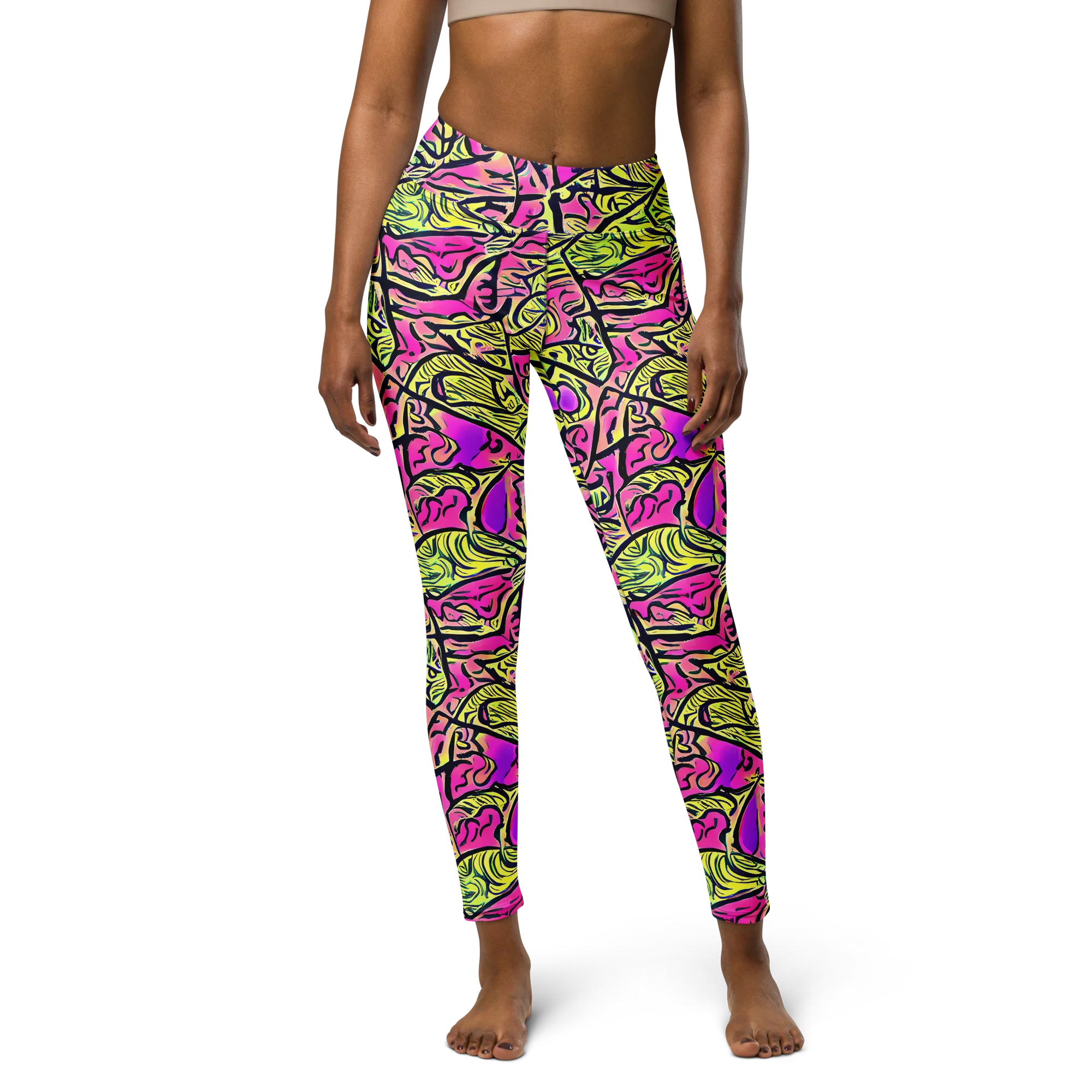 Luminous Scribble on Yoga Leggings — Front