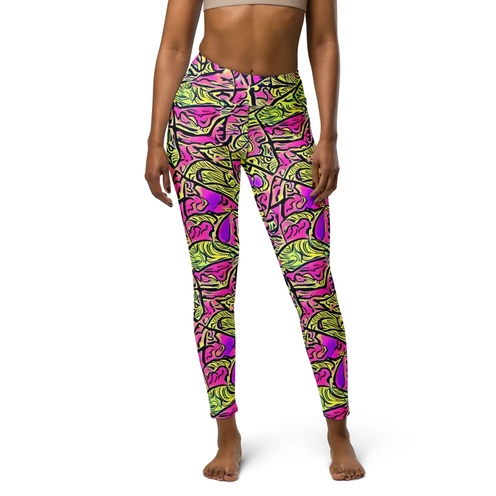 Luminous Scribble on Yoga Leggings — Front