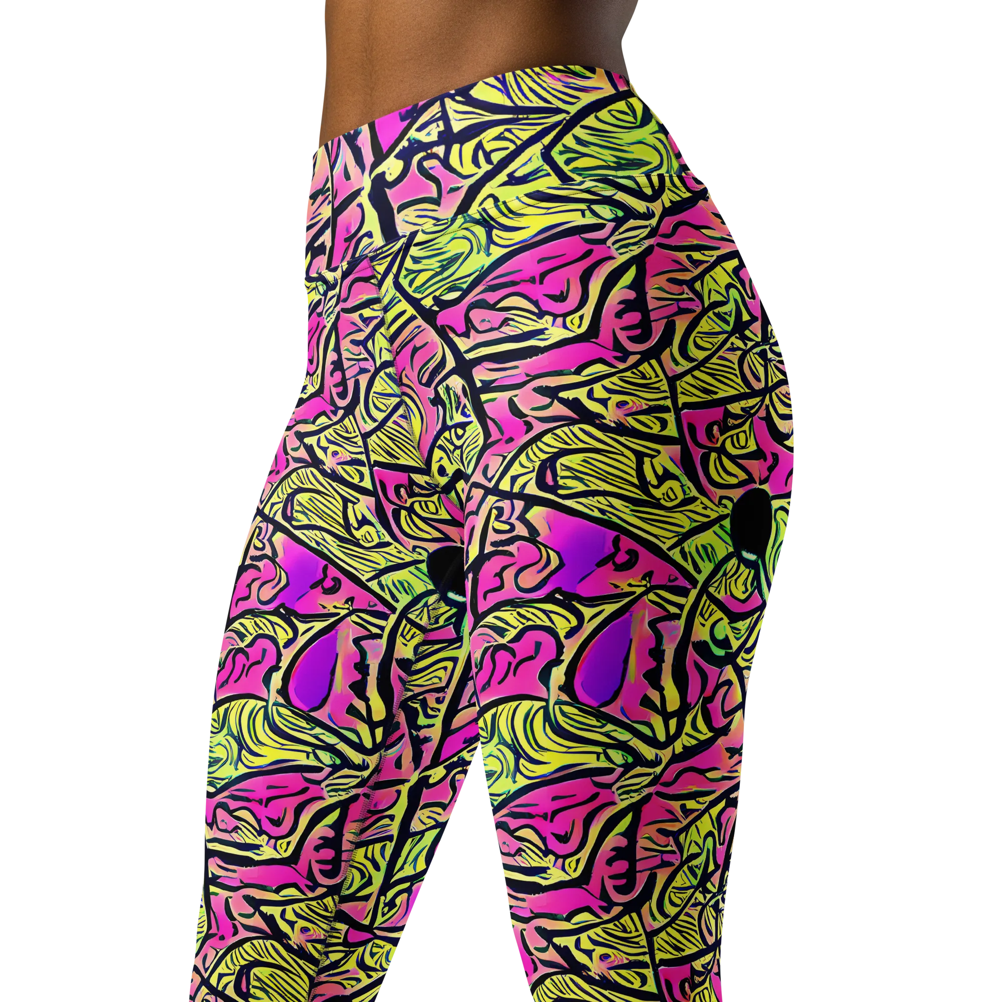 Luminous Scribble on Yoga Leggings — Left Front