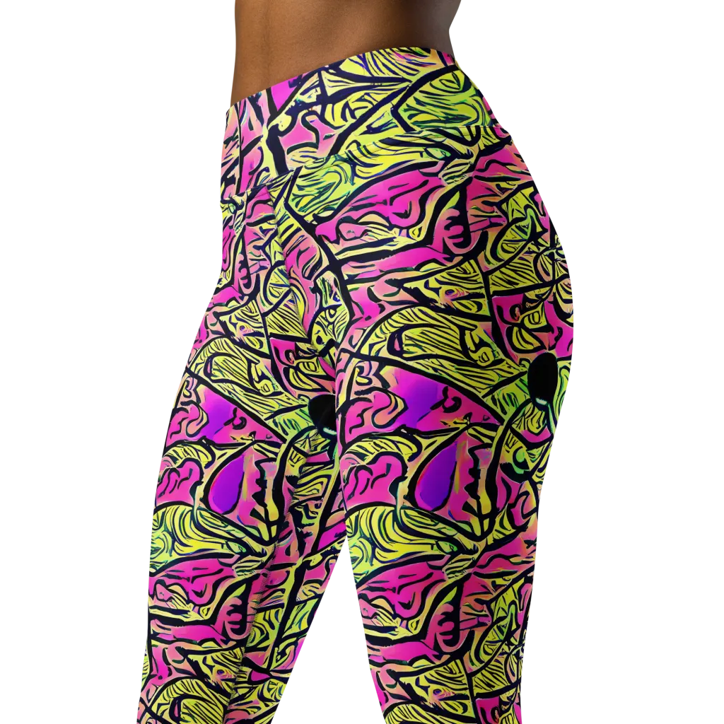 Luminous Scribble on Yoga Leggings — Left Front