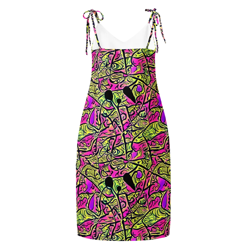 Luminous Scribble on Slip Dress — Back