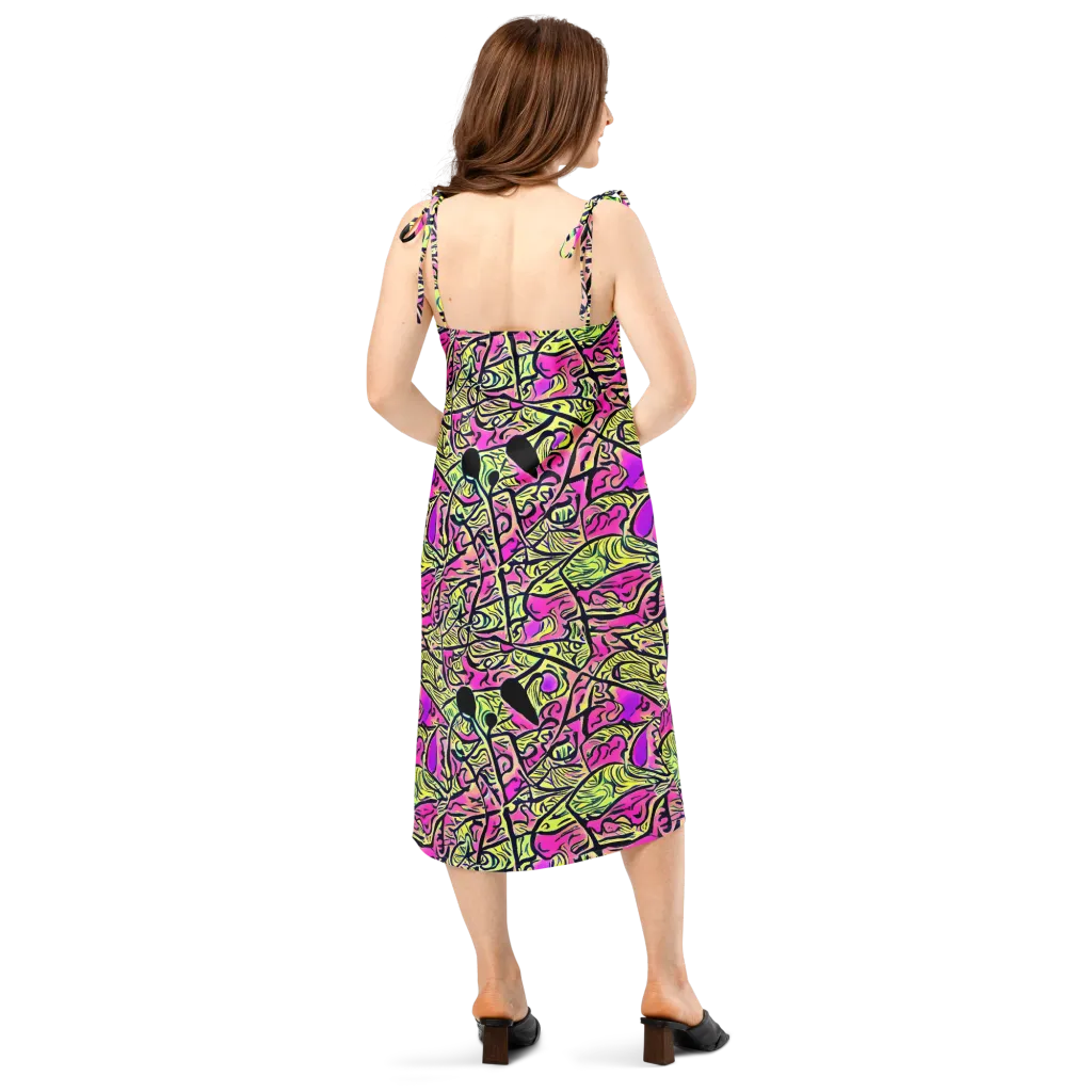 Luminous Scribble on Slip Dress — Back