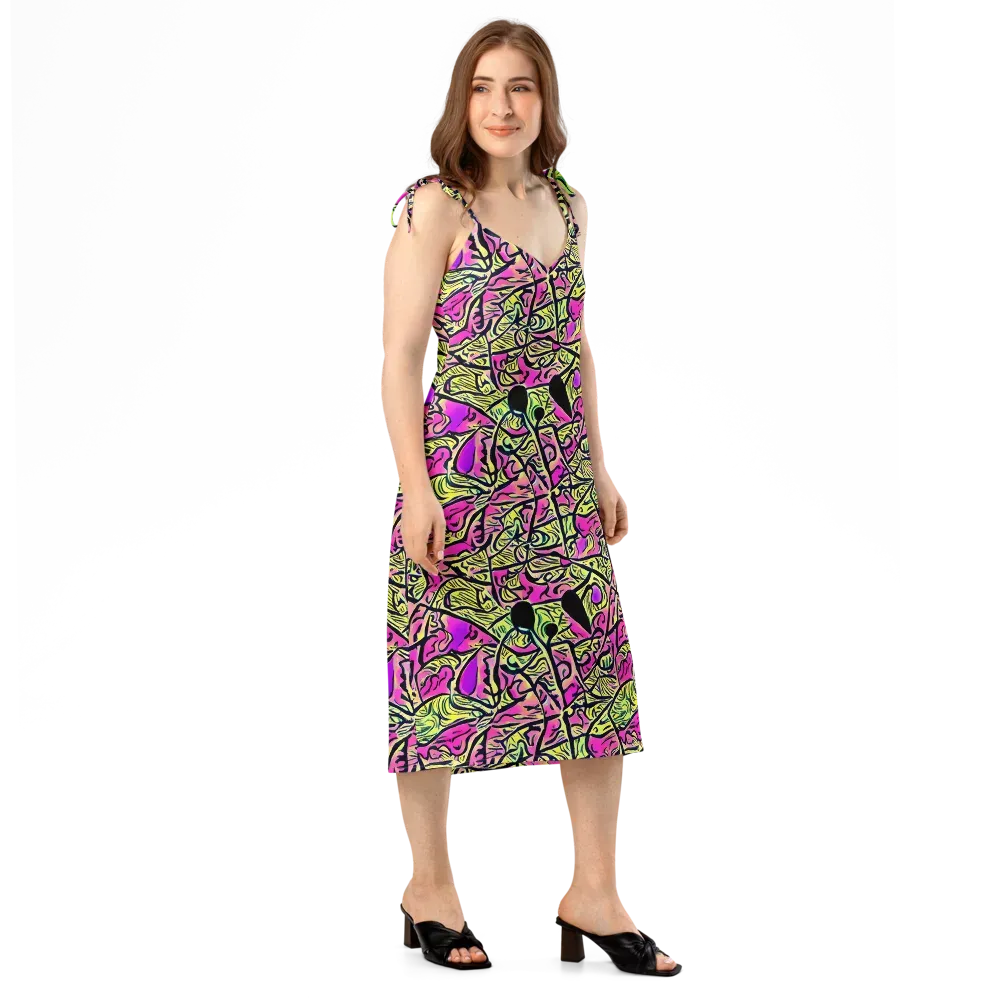Luminous Scribble on Slip Dress — Right Front
