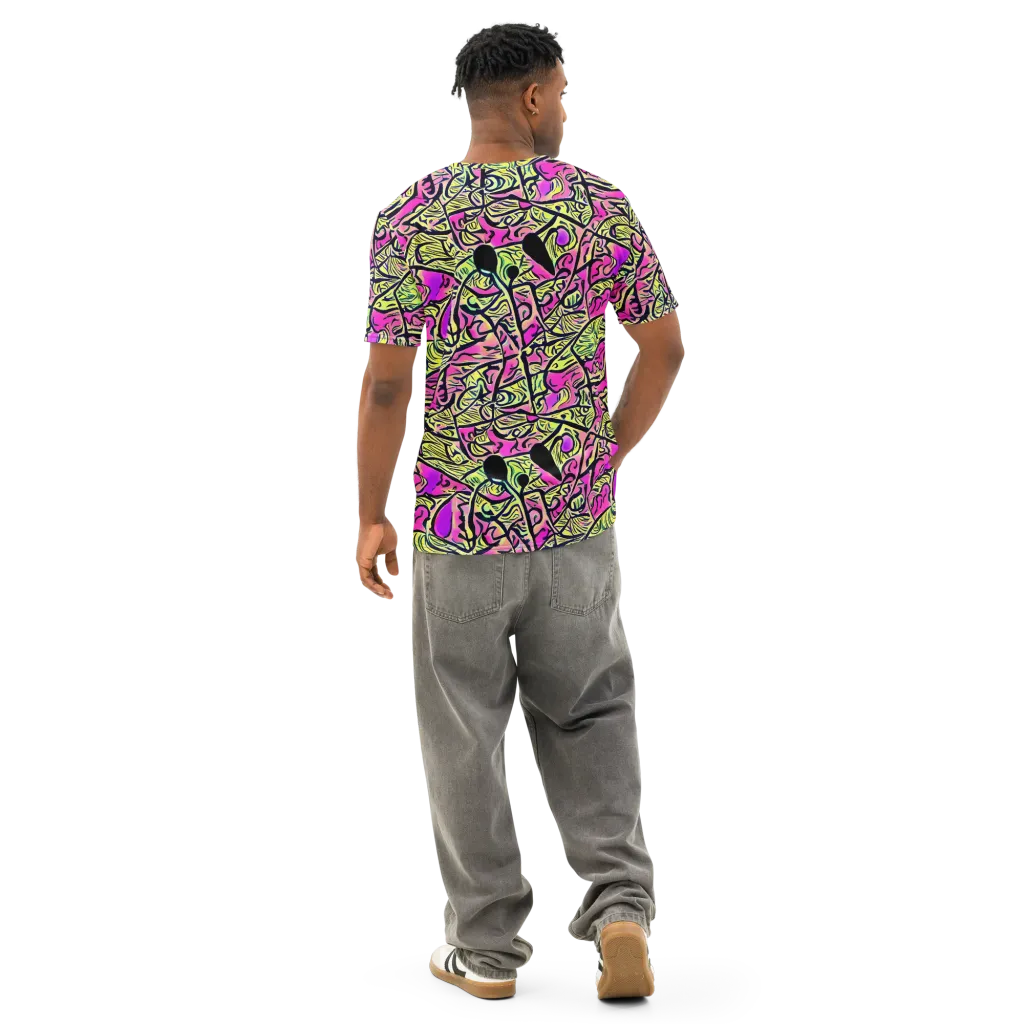 Luminous Scribble on Men's Cotton Crew Neck T-Shirt — Back