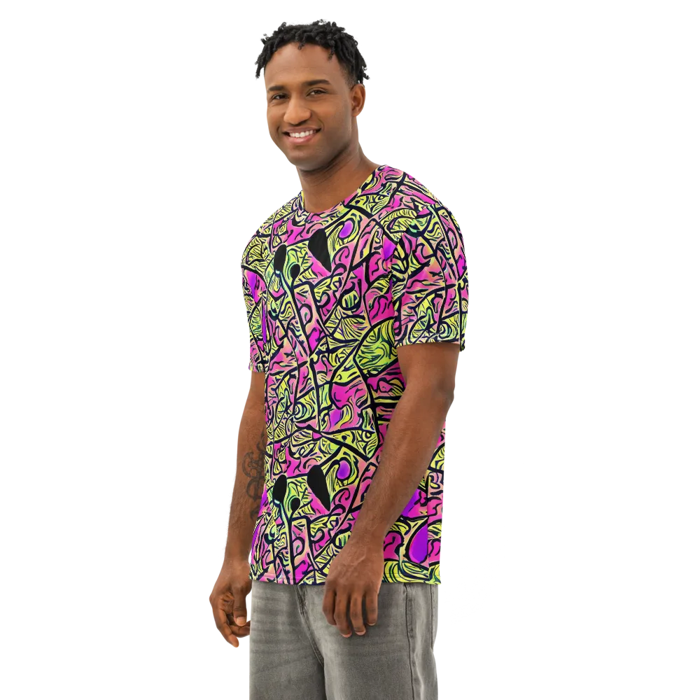 Luminous Scribble on Men's Cotton Crew Neck T-Shirt — Left Front