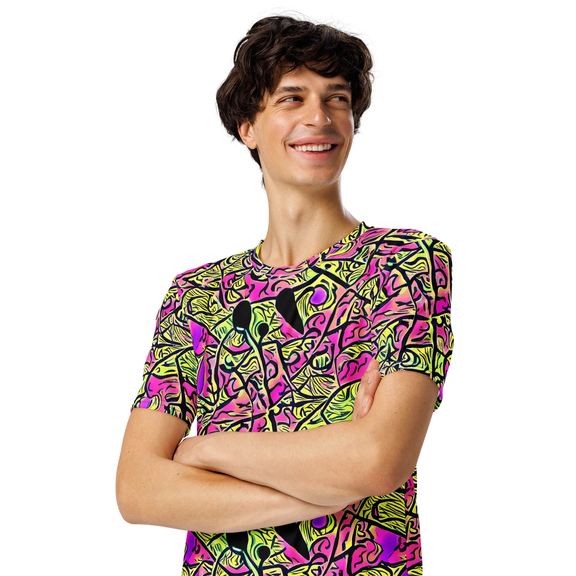Luminous Scribble on Men's Crew Neck T-Shirt — Left Front