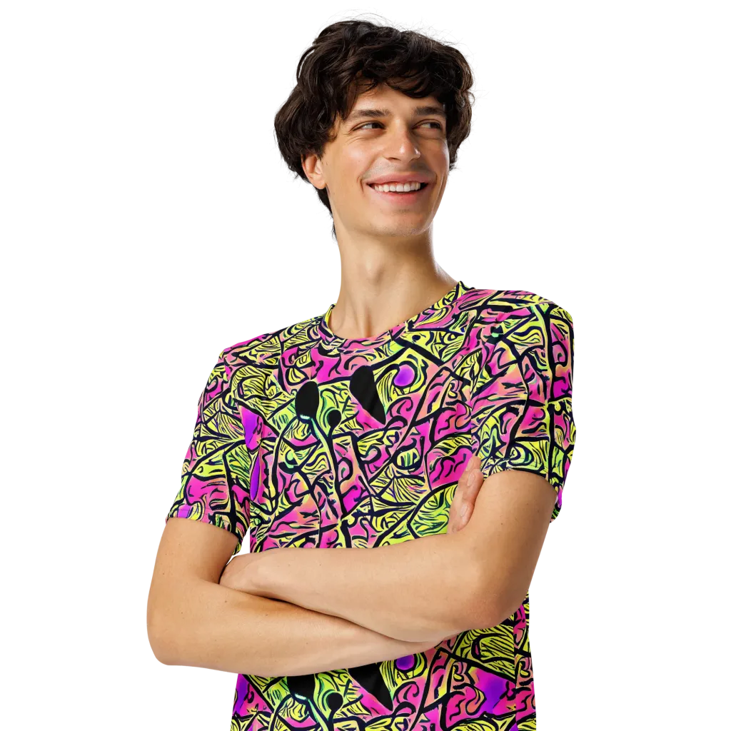 Luminous Scribble on Men's Crew Neck T-Shirt — Left Front