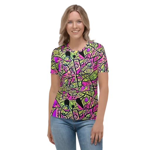 Luminous Scribble on a Women's Crew Neck T-Shirt