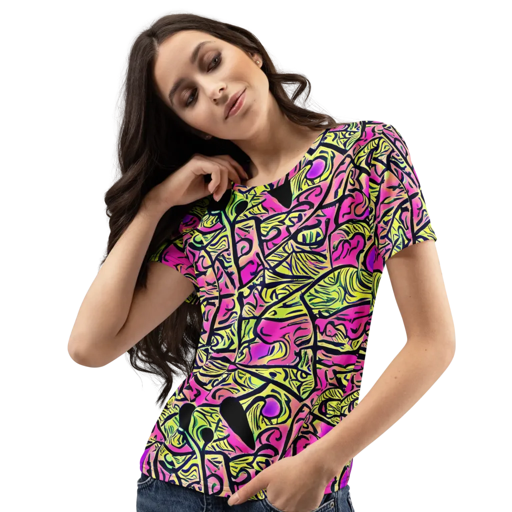 Luminous Scribble on Women's Crew Neck T-Shirt — Left Front