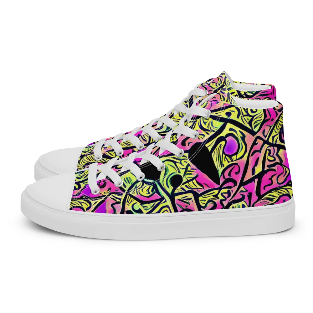 Luminous Scribble on Women's High Top Canvas Shoes — Left