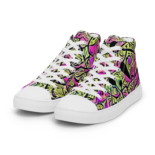 Luminous Scribble on a Women's High Top Canvas Shoes