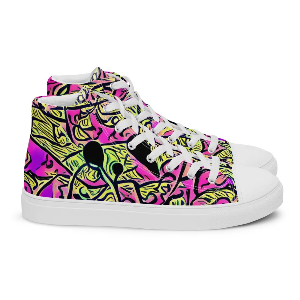 Luminous Scribble on Women's High Top Canvas Shoes — Right