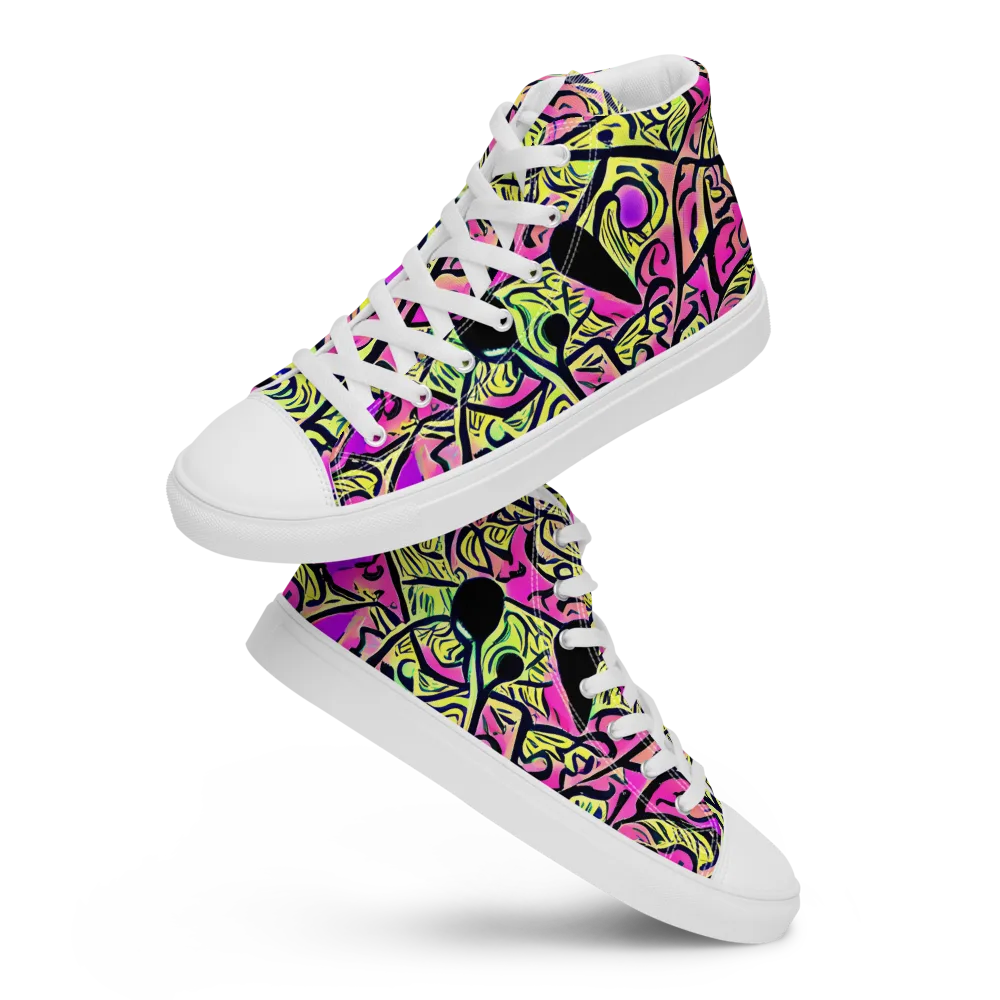 Luminous Scribble on Women's High Top Canvas Shoes — Front