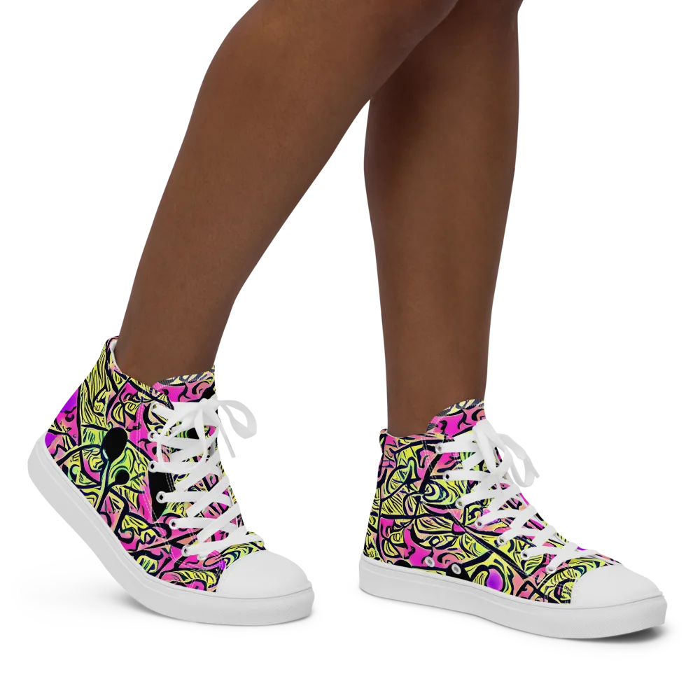 Luminous Scribble on Women's High Top Canvas Shoes — Right