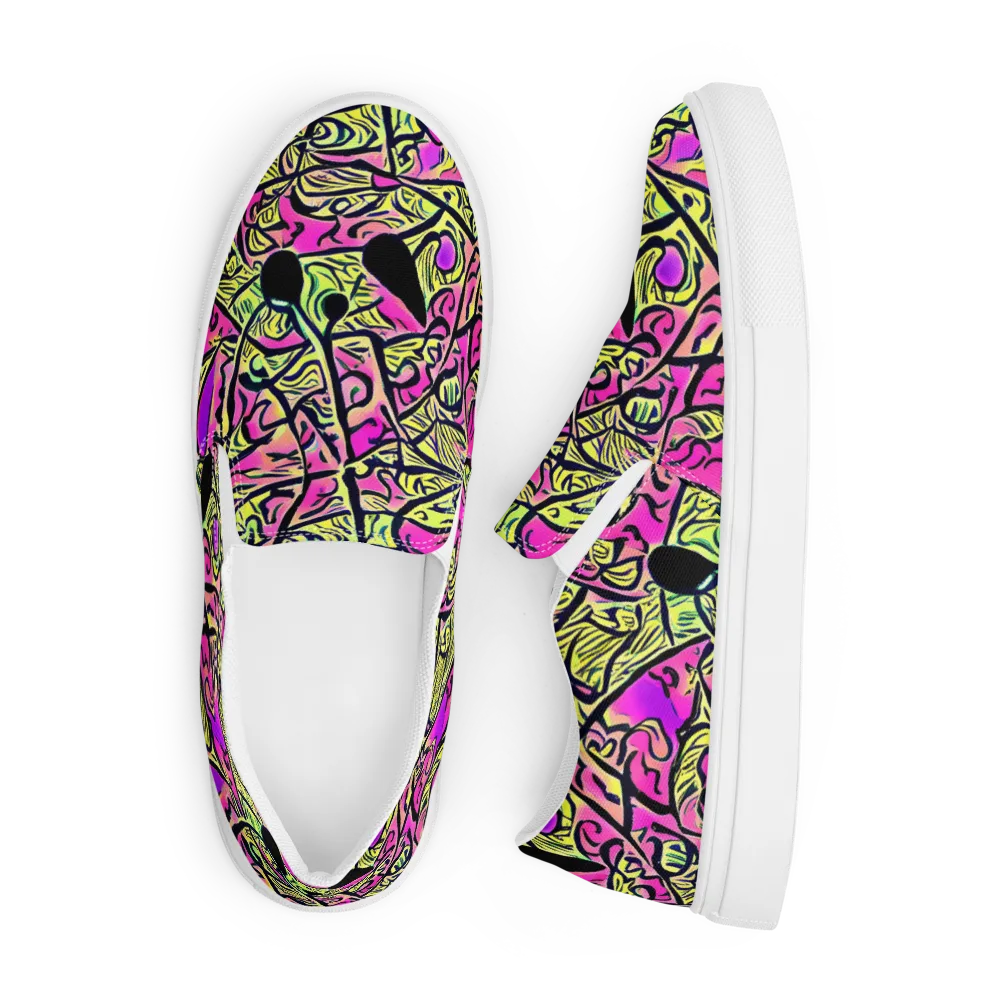 Luminous Scribble on Men's Slip-On Canvas Shoes — Front